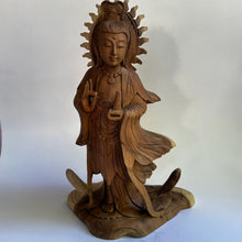 Load image into Gallery viewer, Wooden Standing Kuan Yin Statue
