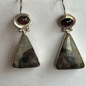 Pink Tourmaline and Smoky Quartz Earrings