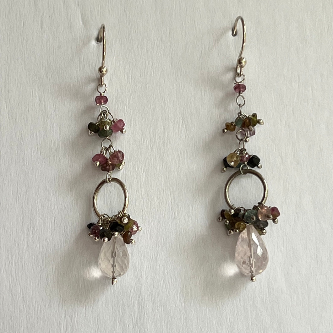 Green Tourmaline and Rose Quartz Earrings