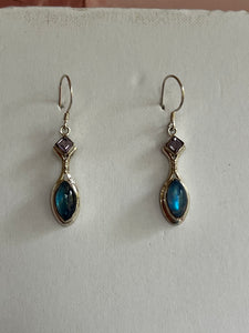 Labradorite and Amethyst Earrings