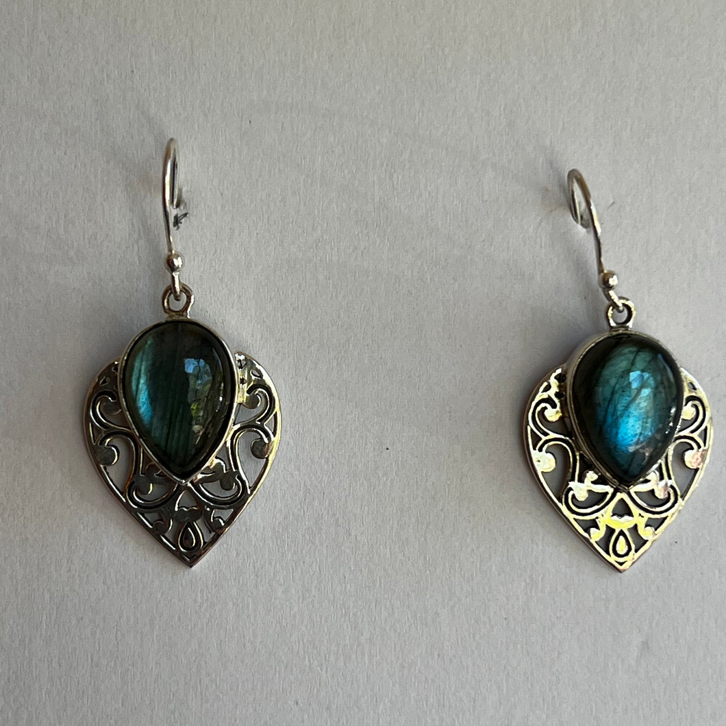 Labradorite Filigree Earrings