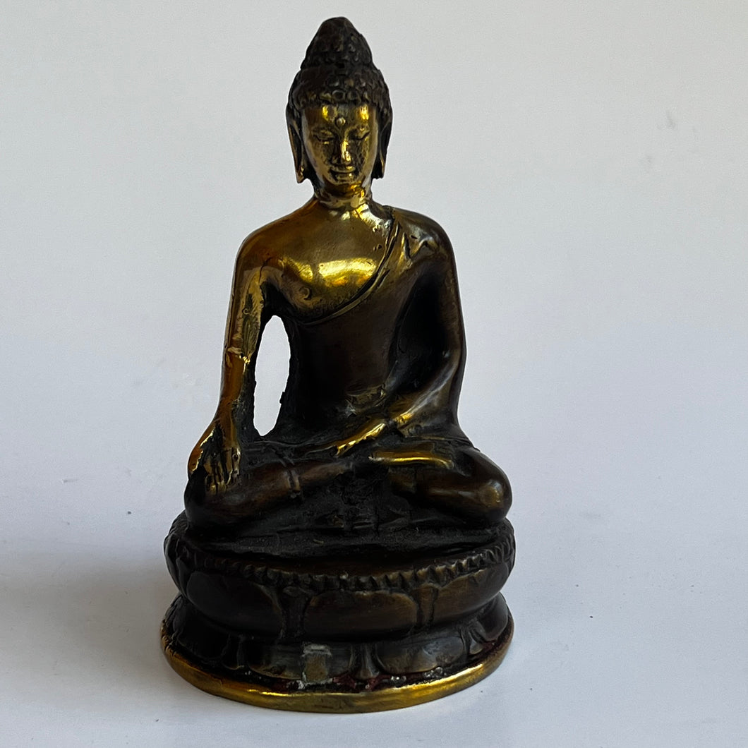Seated Two-tone Brass Buddha Statue