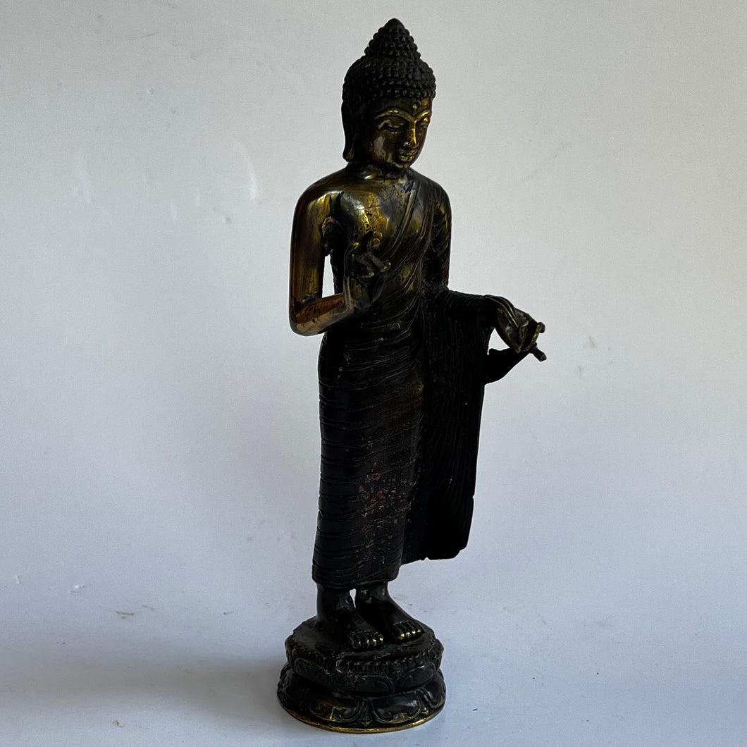 Standing Two-tone Brass Buddha Statue