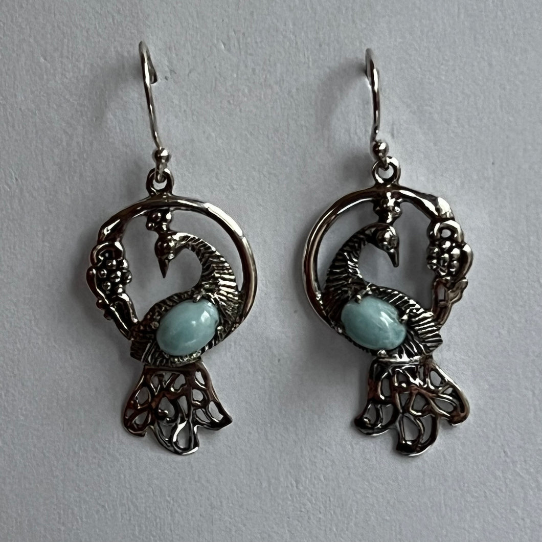 Larimar Peacock Earrings