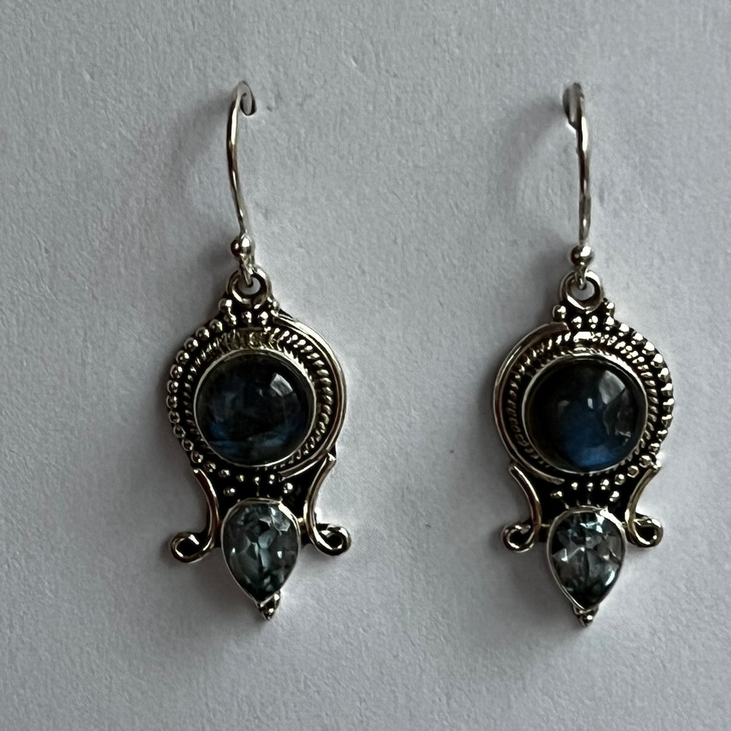 Labradorite & Blue Topaz Earrings