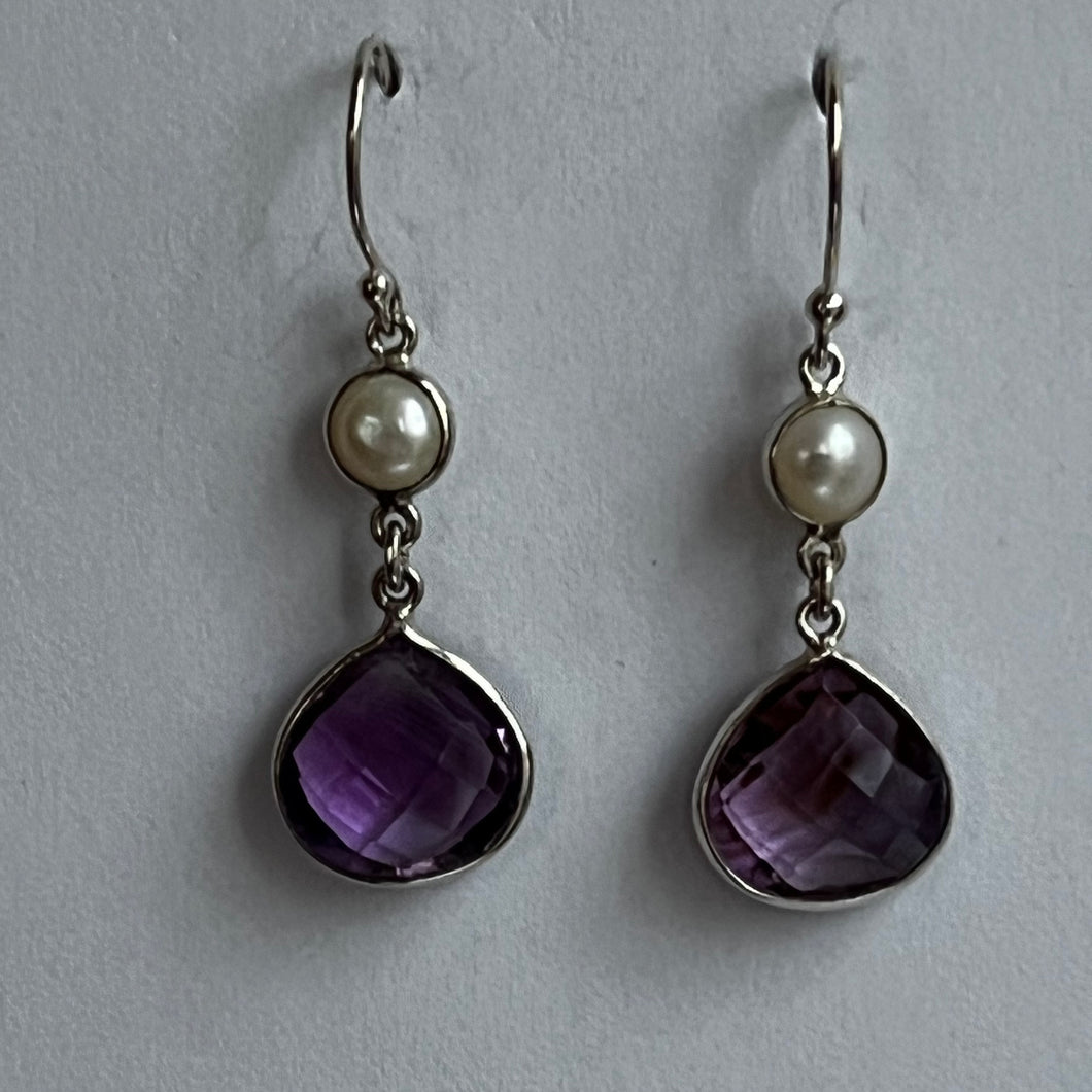 Amethyst and Pearl Earrings