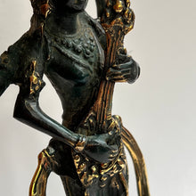 Load image into Gallery viewer, Bronze Saraswati Statue with Veena and Peacock
