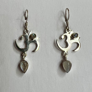 Moonstone Om Earrings