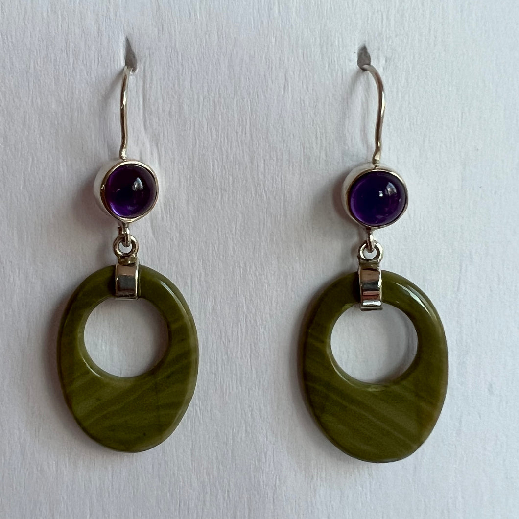 Jade and Amethyst Earrings