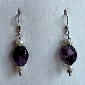 Amethyst and Pearl Earrings