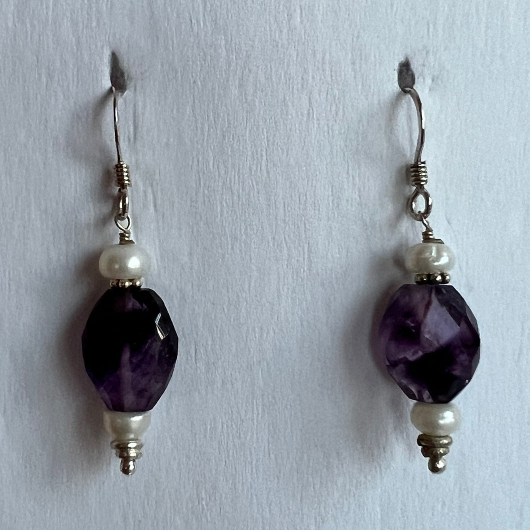 Amethyst and Pearl Earrings