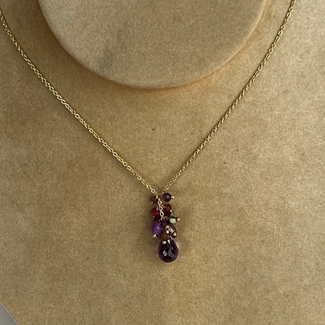 Amethyst Necklace with Ruby, Tourmaline, Citrine