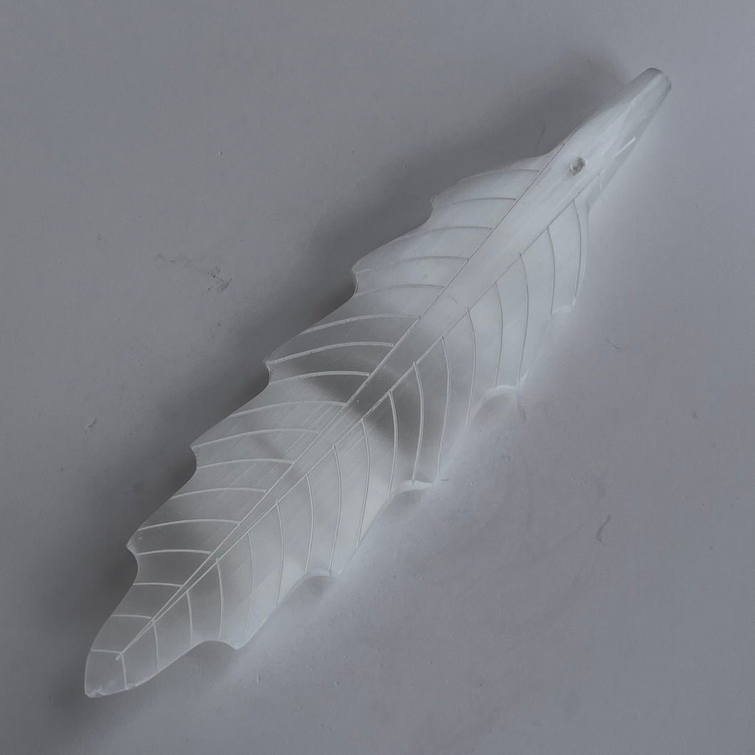 Selenite Feather Incense Holder