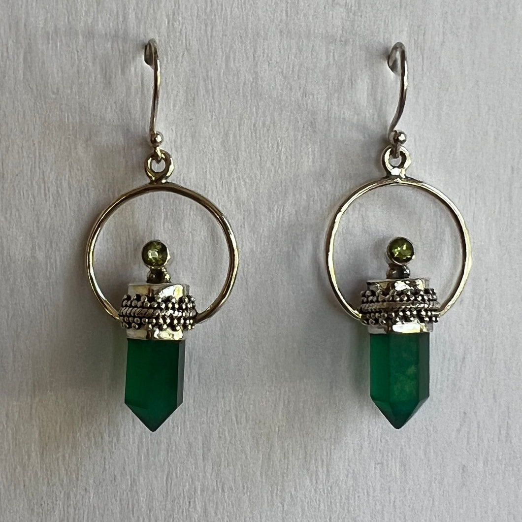 Green Onyx and Peridot Earrings
