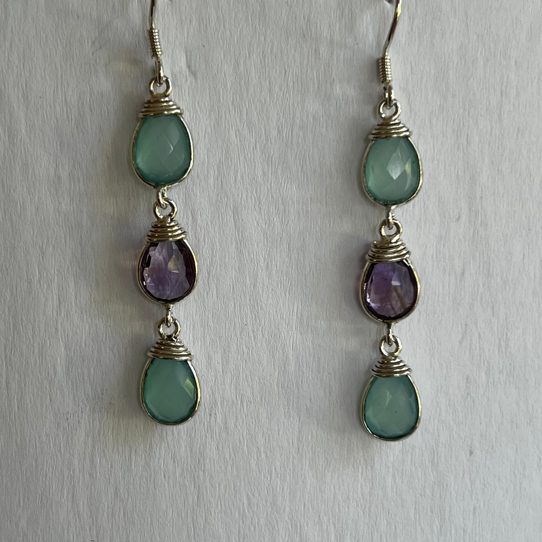 Chalcedony and Amethyst Earrings