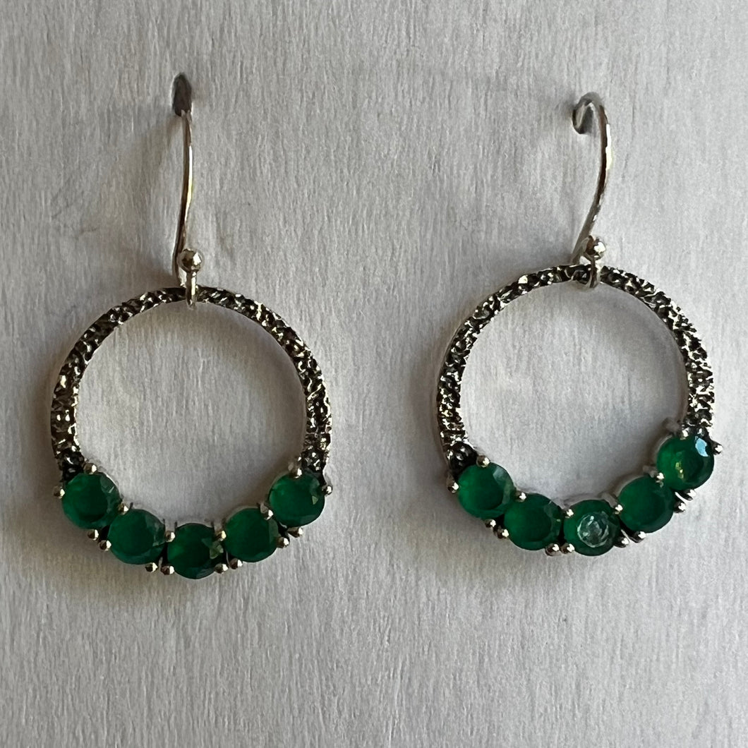 Green Onyx Hoop Earrings