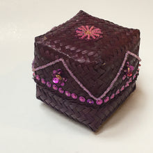 Load image into Gallery viewer, Square Woven Straw Box (Purple)
