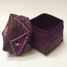 Load image into Gallery viewer, Square Woven Straw Box (Purple)
