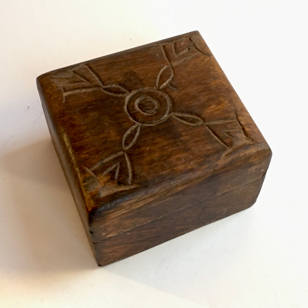 Carved Wooden Square Box