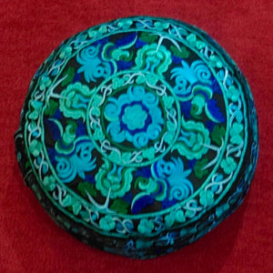 Brocade Meditation Cushion - Teal/Blue/Green